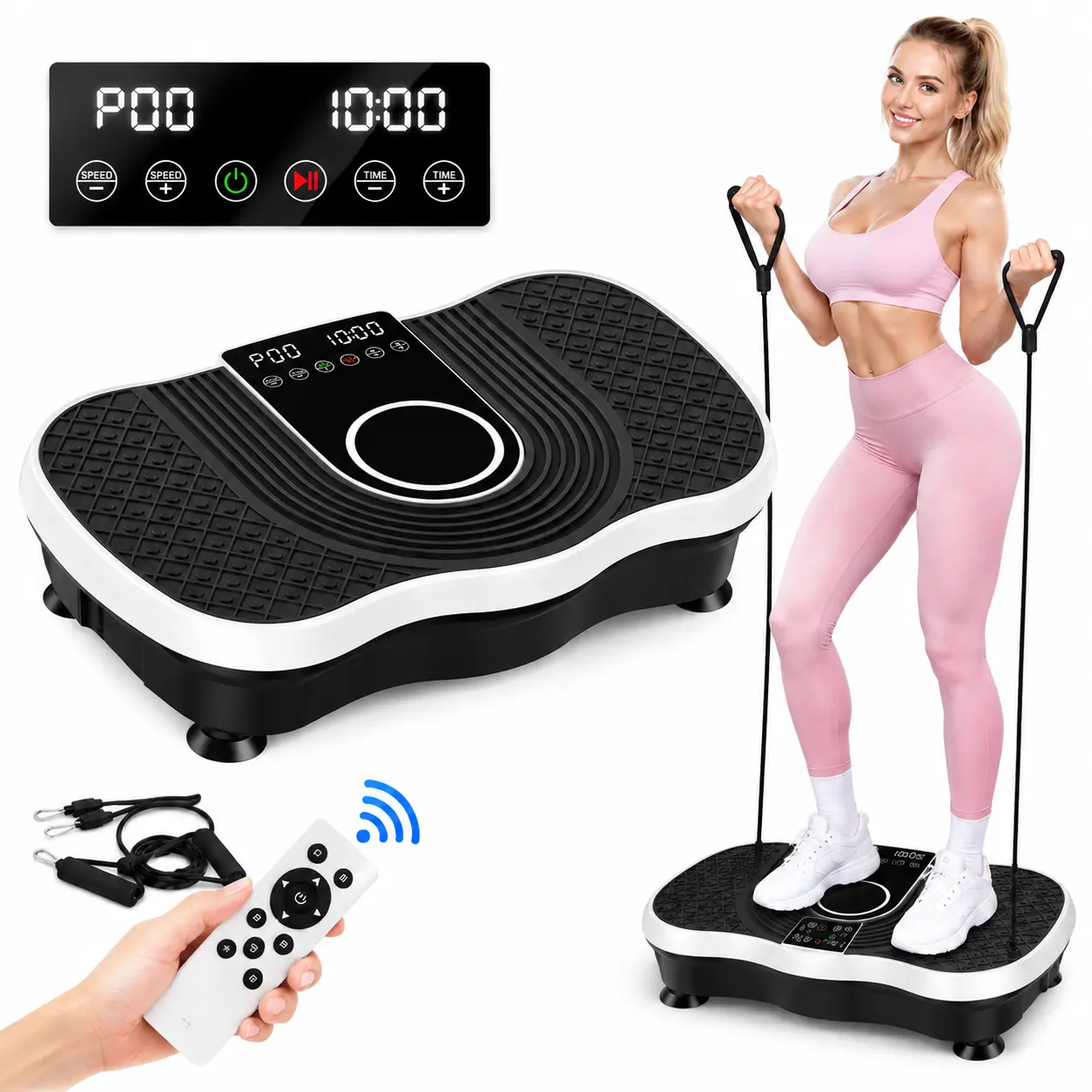2026 upgraded version Vibration Plate Exercise Machine,Full body exercise and muscle relaxation , 400-lb Capacity Fitness Machine with LED Display for Home Gym,Workout Equipment for Home Women Men Comes with 2 tension bands,Family Gift