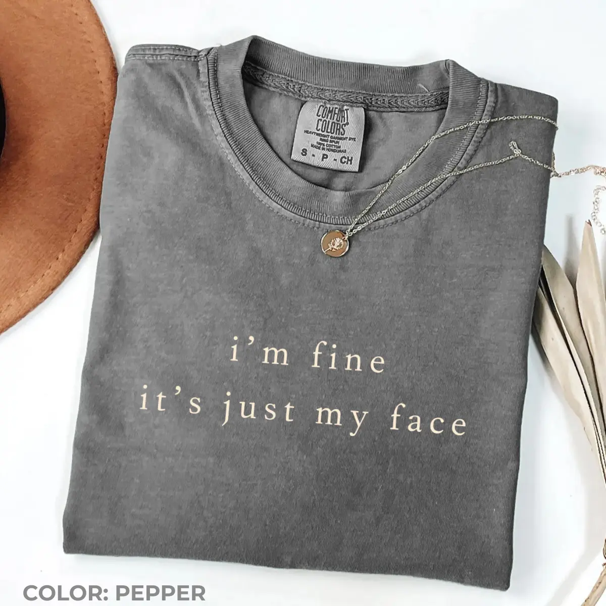 Comfort Colors I'm Fine It's Just My Face Shirt, Funny RBF Resting B Face T-Shirt, Sarcastic Introvert Graphic Tee, Minimalist Grumpy Nurse Coworker Gift Unisex Top