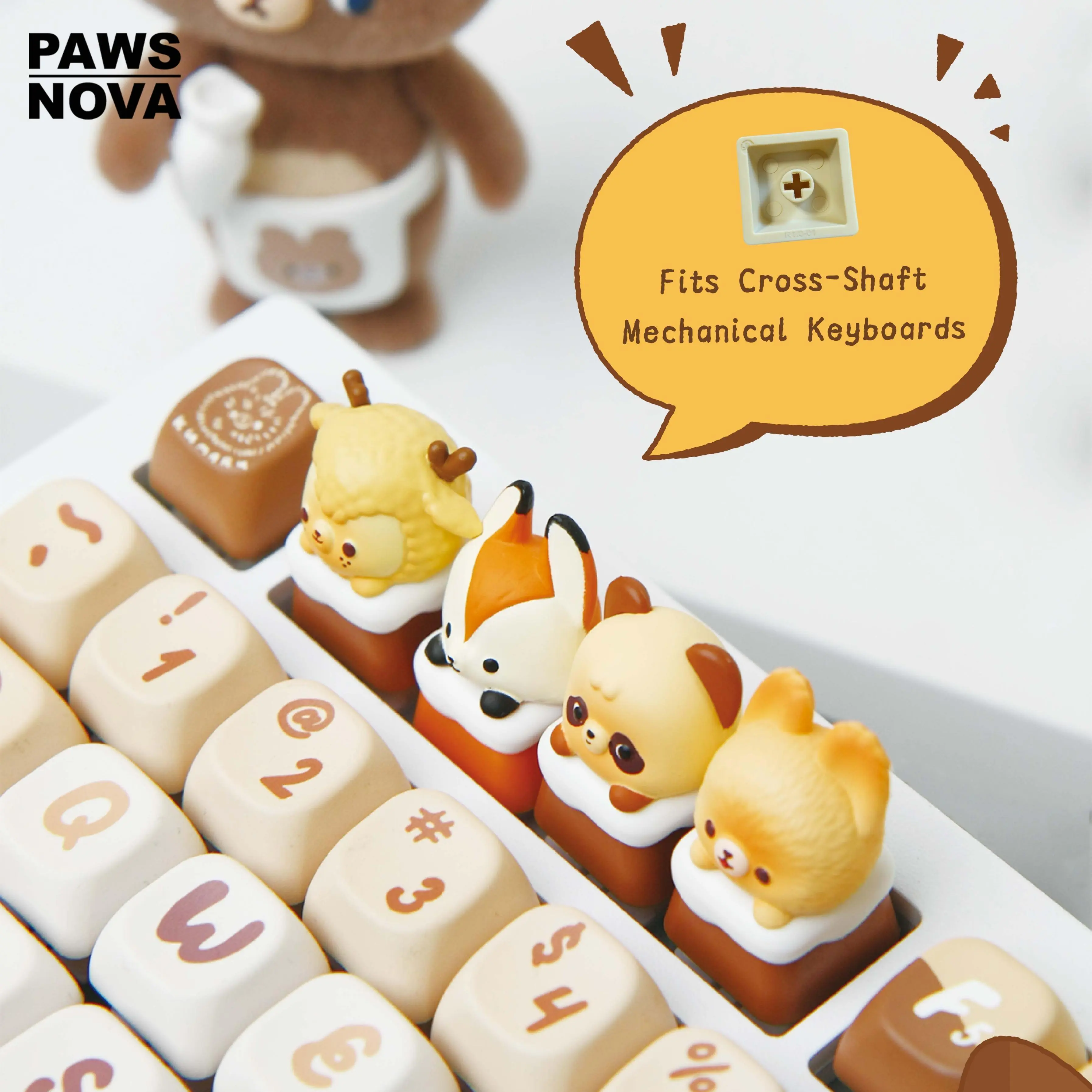 PAWSNOVA Kumaru Keycap Blind Box, Cute-themed Novelty Keycaps, Ideal For Desk Decoration And Collectible Gifts Cute Fun Collectible Collectible Blind Pack