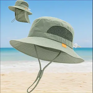 KHB46 Baby Toddler Sun Hat Bucket Hat with Neck Flap Wide Brim Hats Beach Vacation Essentials for Boys Girls