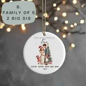 Soon to be Family of 5 Christmas Ornament, Pregnancy Custom Family Ornament,  Expecting New Baby Ornament, Mom to be Gift HarborIslandDecor