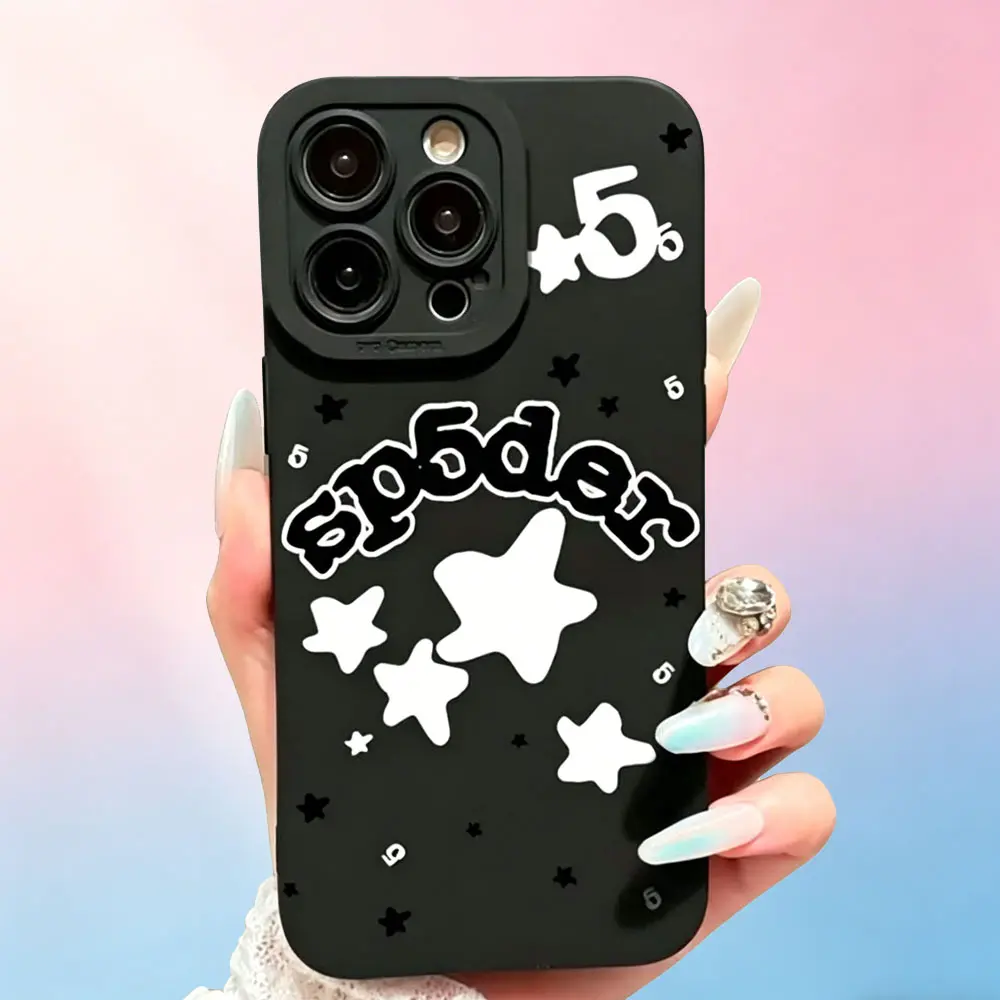 Star Graphic Phone Case for iPhone 17 E 17 16 15 14 Plus 11 12 13 Pro Max XR XS,Y2K Trendy Hip Hop Cool Aesthetic Black Matte Soft Shockproof Protective Phone Cover, Customized, Tpu