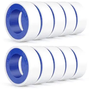 Plumbers PTFE Pipe Sealant Tape, 5.5mil Thick, Flex Seal Tape , -212 to 500  F Temperature Range, White (1/2 by 520 Inches 10 Rolls)