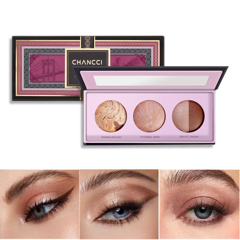 Baked Makeup Palette - Roman Holiday Blush, Ethereal Rose Highlighter, Dolce Raisin Dual-Shade Eyeshadow & Contour Plate