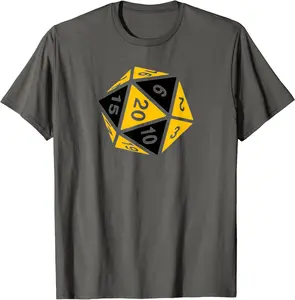 RPG Dice d20 | Gold and Black Design T-Shirt - Keithhodges Shop 86B09LTCKGCD
