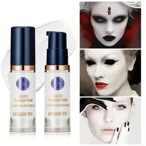 Full-Coverage Matte White Liquid Foundation – High-coverage liquid foundation with long-lasting color effect, lightweight texture, suitable for stage makeup, dates, parties, cosplay performances, clown makeup, and Halloween looks