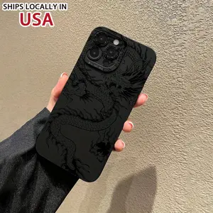 1 High-end Black Dragon Pattern TPU Shockproof Soft Mobile Phone Case, Compatible with Iphone16 15 14 13 12 11 Cover Smartphone