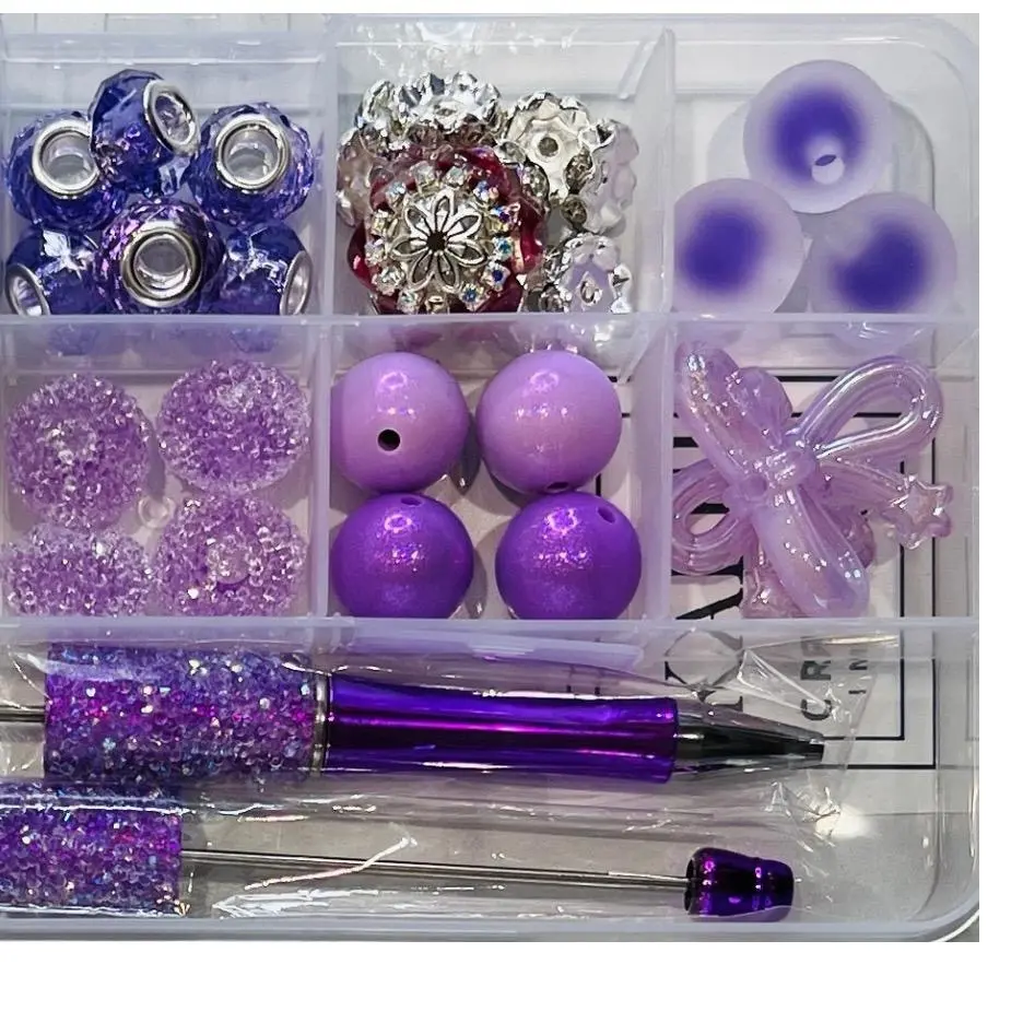 Kafei Creative Inkworks DIY Pen & Keychain Kit with Beads Acrylic Charms & Accessories for Custom Design Perfect for Crafting Gifting or Selling Easy Assembly Smooth Writing Pen Included