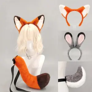 New Judy Nick Cos Animal Zootopia Headband Rabbit Fox Ear Tail Cosplay Toys Stage Dress Up Set Adult Carnival Costume Gifts