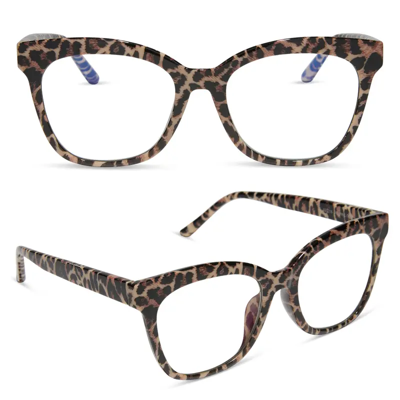 DIFF Willa Leopard Tortoise Blue Light Readers - Cute Cat Eye Lightweight Frame for Stylish Protection