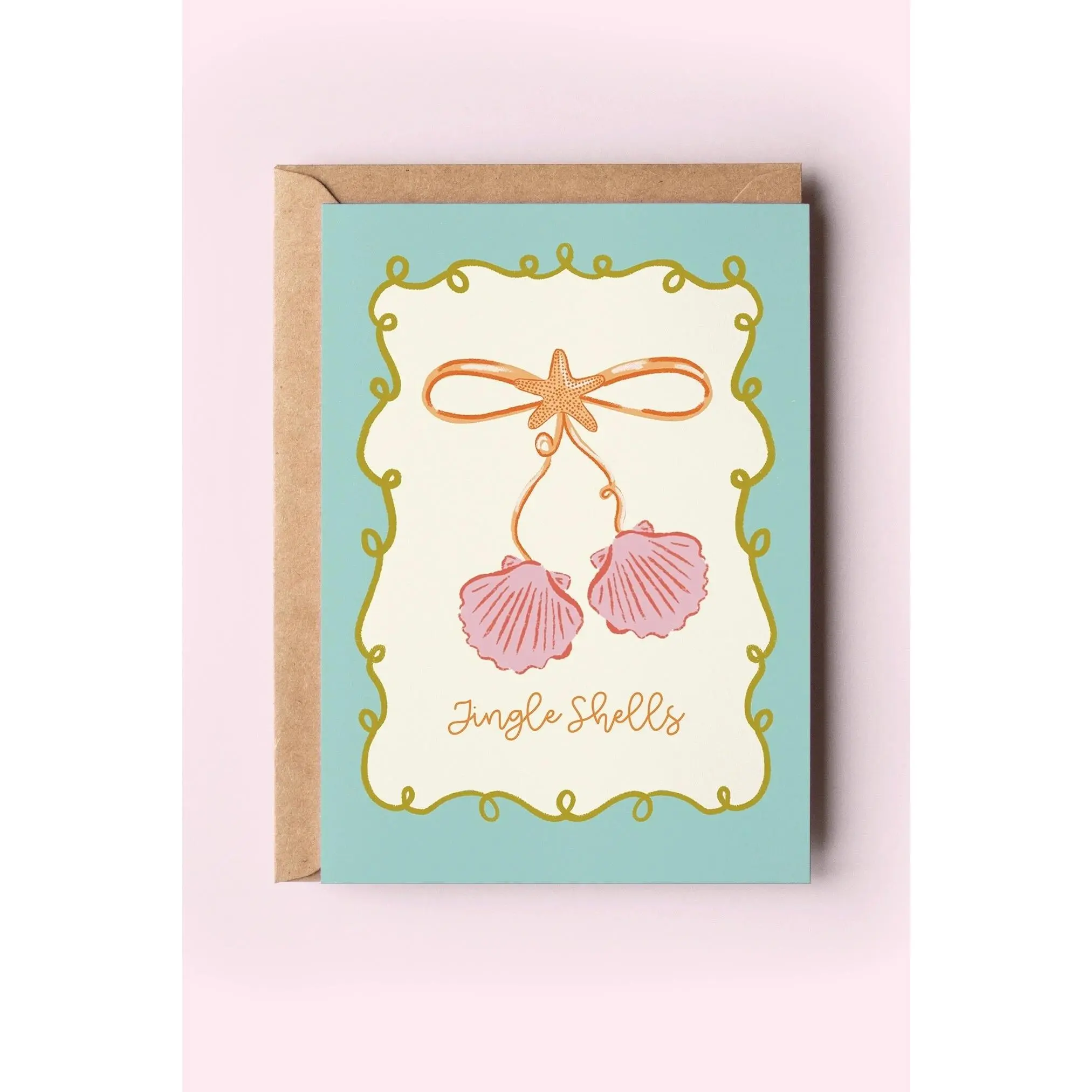 Jingle Shells Custom Art Holiday Greeting Card, Office Stationery Card for Festive Greetings, Custom Art Card