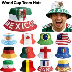 Reversible Flag Bucket Hat – Double Sided Polyester Sun Hat for Outdoor Sports Events and Fan Wear