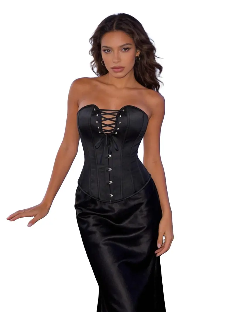 white christmas dresses Jacobina Gothic Authentic Steel Boned Overbust Corset Dress – Corset  Revolution main image 1