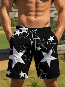 Essential black shorts with white star pattern for summer outdoor activities