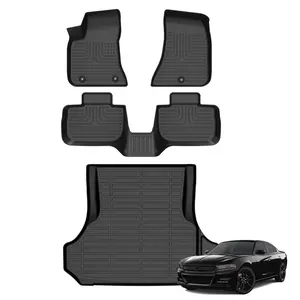 KELCSEECS Dodge Charger RWD & Chrysler 300 RWD 11-23 Floor Mats All Weather TPE Non-Slip Custom Fit Cargo Liners Front Rear Trunk Waterproof Easy Clean Eco-Friendly Safe Durable
