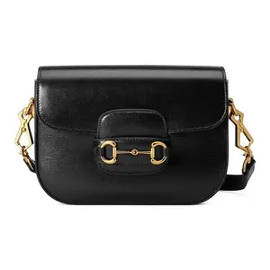 Pre-owned GUCCI cowhide Shoulder Bags Horsebit 1955 Vintage Gold Buckle Striped Ribbon Leather Saddle Bag Crossbody Shoulder Bag for Stylish Functionality