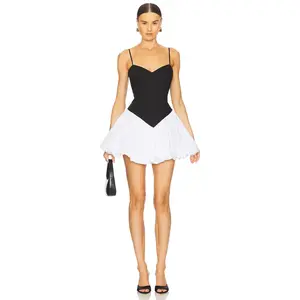 Bardot x REVOLVE Lissett Poplin Mini Dress in Black & White