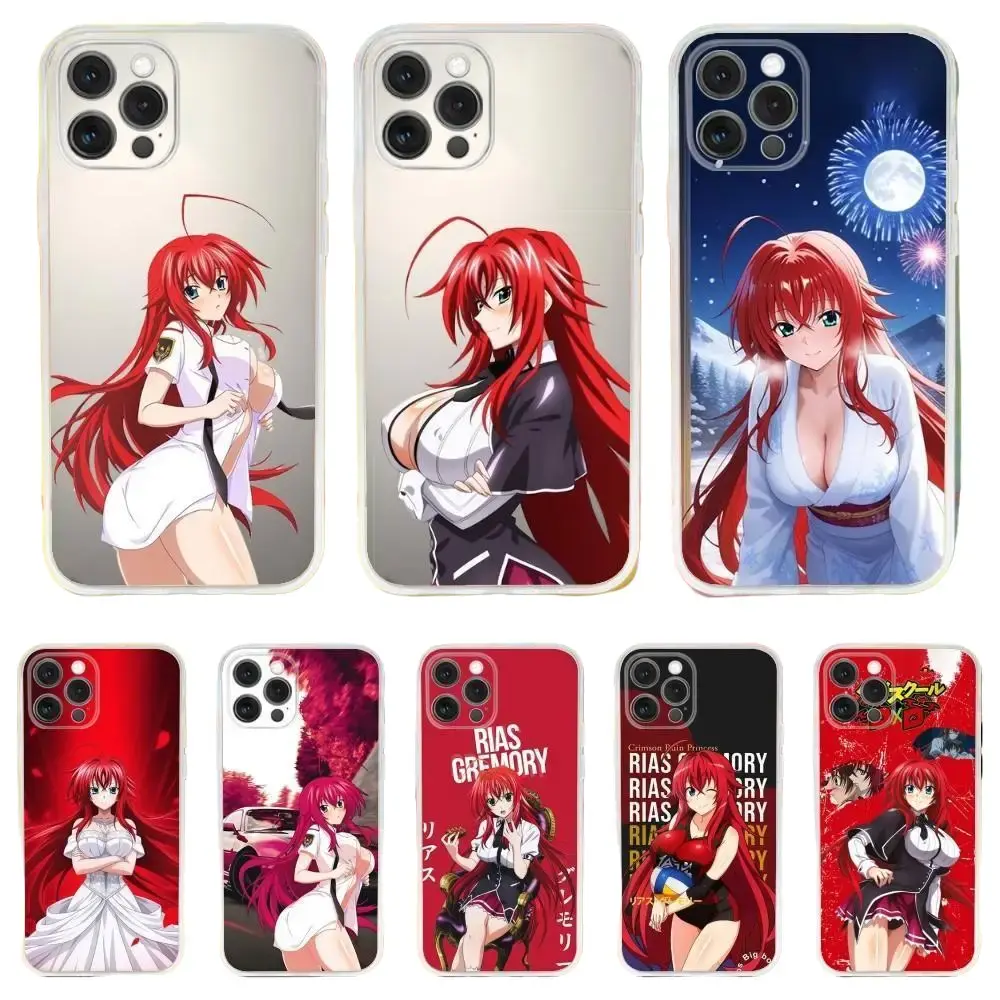 DXD Rias Gremory Phone Case For iPhone 16,15,14,13,12,11 Pro,Max,Plus,X,XS,XR,7,8 Plus,SE,Mini Transparent Silicone Soft