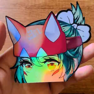 OW Fox Girl Holographic Sticker Peeker