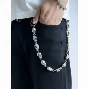 Wallet Keychain Skull Pants Jeans Keychains for Key Wallet Chain Hip-Hop Goth Clothing Accessories high-end men