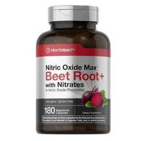 Horbäach Nitric Oxide Beet Root Capsules | 180 Count | with Nitrates and Precursor | for Men and Women | Vegetarian, Non-GMO, Gluten Free Supplement