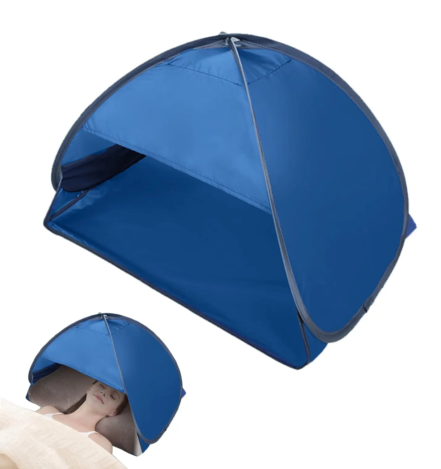 Portable Mini Pop-Up Beach Canopy Tent - Shade Tent, Windproof, Sandproof, Sunscreen Sun Shelter for Beach Sunbathing & Camping, Compact Blue Sports & Outdoor Camping Gear