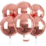 PartyWoo Rose Gold Foil 4D Blow Up Balloons, 6pcs 22-Inch Large Round Easy-Inflate Sparkly Decor, for Bachelorette Party Decorations, Birthday Decor, Event Decorators Supplies
