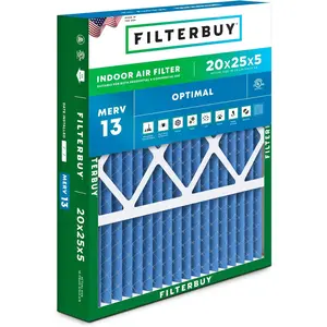 Filterbuy 20x25x5 Air Filter (1-Pack), Pleated MERV 13 Optimal Defense HVAC AC Furnace Air Filters for Honeywell FC100A1037, Lennox X6673, Carrier, and More