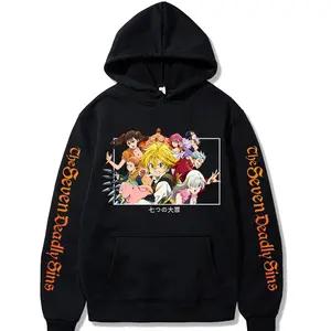 Japanese Anime the Seven Deadly Sins Meliodas Elizabeth Diane Ban King Gowther Merlin Escanor Hoodies Harajuku Unisex Sweatshirt 0FG