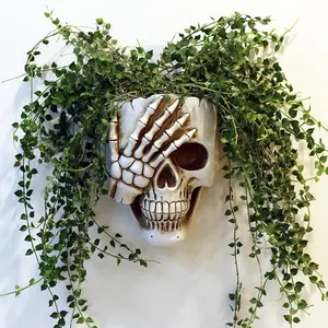 Skull Wall Planter for Home Décor, Resin Skeleton Gothic Planter for Indoor Outdoor Plants Decorations