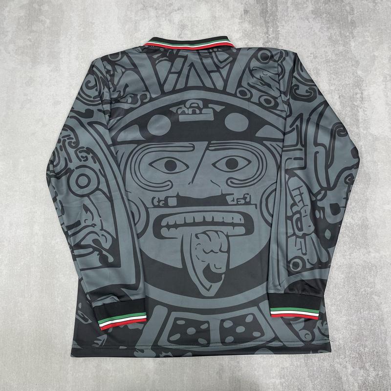 1998 World Cup Mexico National Team Away Long Sleeve Retro Soccer Jersey Black