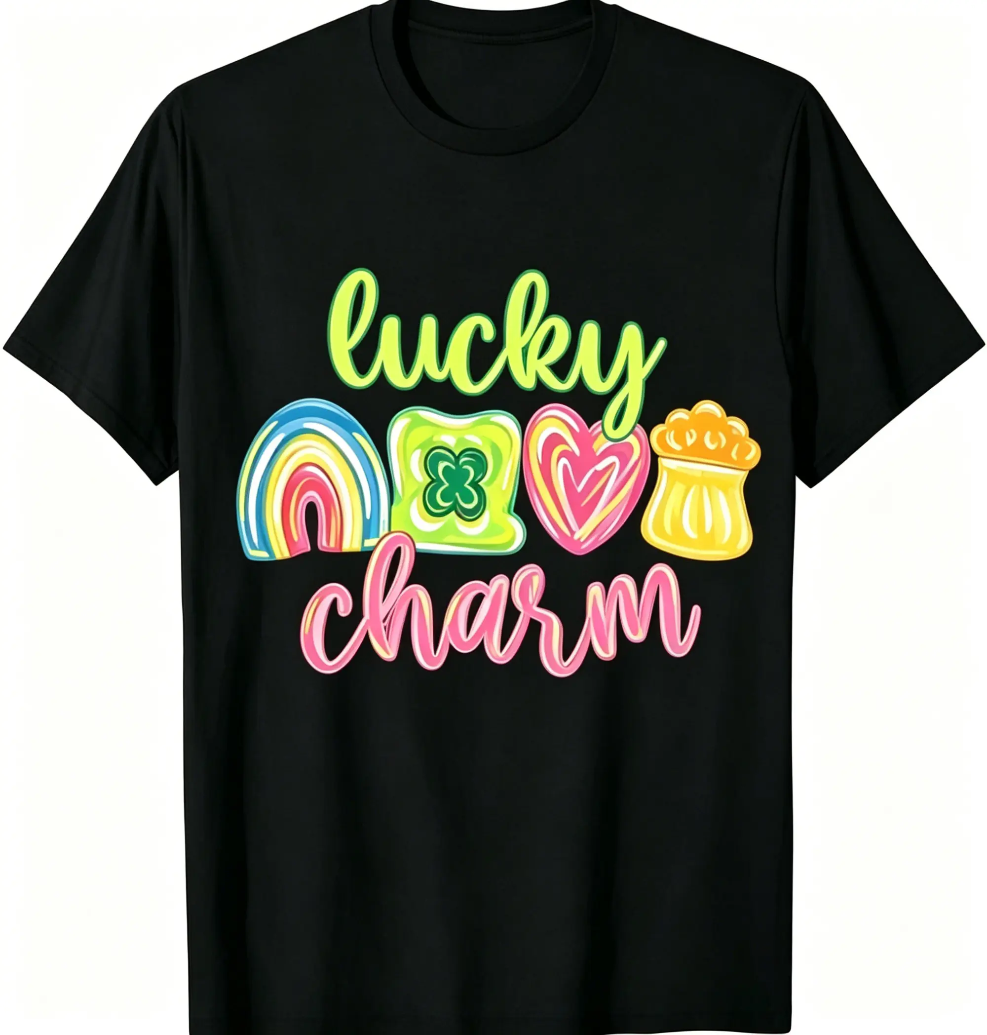 Colorful Shamrock Brushstroke TShirt Featuring Retro Rainbow Clover Graphic Perfect for St Patrick’s Day Irish Holiday Streetwear Vintage Lucky Outfit