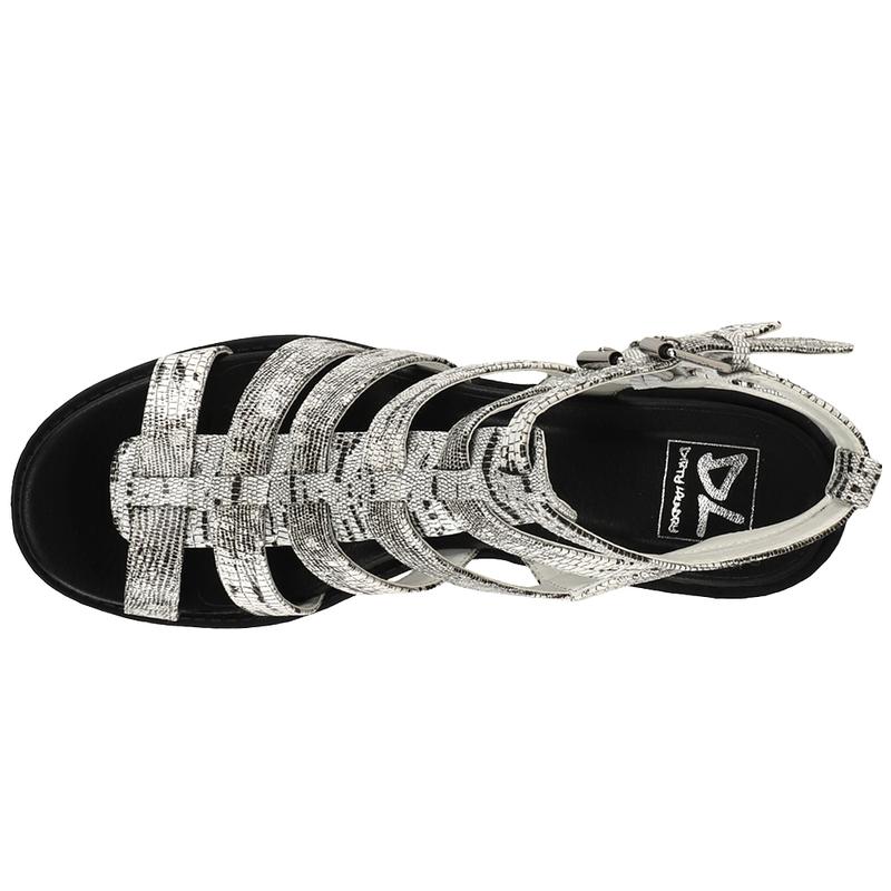 Dirty Laundry Womens Fun Stuff Croc Gladiator Casual Sandals Casual High Heel 3" & Up - Grey