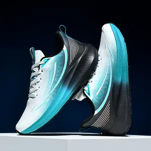 2024 Men'S Fashion Athletic Sneakers, Breathable & Lightweight Running Shoes, PU & Fabric Upper, PVC Sole, Casual Sports Cross-Trainer Shoes for All Seasons  Closed Training Runner Footwear Boy Lace