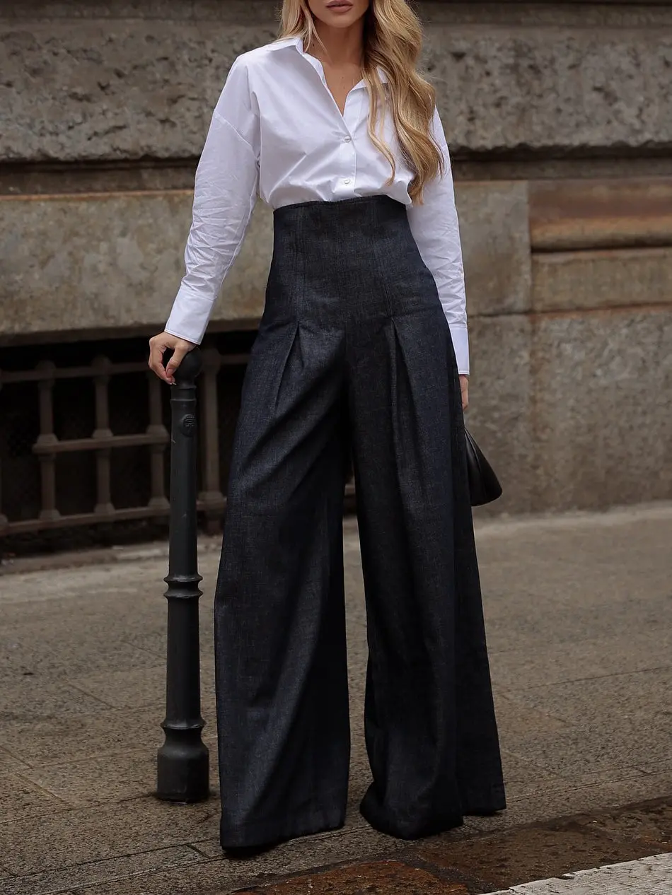 Elegant High-waist Wide-leg Jeans