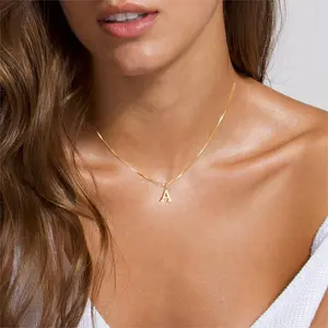 Gold initial Dainty necklace For Women,DaintyGold Letter Necklace Tiny A-Z Pendant ChokerNecklace Trendy Cute Personalized Necklace fashion trendy