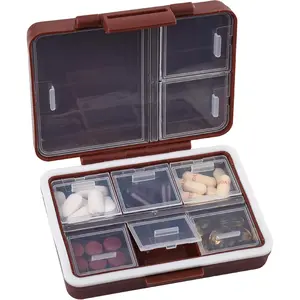 9-Grid Pill Organizer,Portable Pill Box,Large Capacity Compartments,Travel Pill Container,Medicine Dispenser,Pill Purse,Pill Case for Vitamins, Fish Oils or Supplements