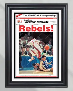 1990 U.N.L.V Running Rebels N.C.A.A College Basketball National Champions Framed Front Page Newspaper Print
