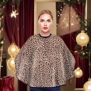 Leopard-print hairdressing shawl, adjustable neckband short salon shawl, suitable for makeup artists, professional stylists, and customers for hairdressing, festival salon accessory | elegant hairdressing shawl | high-quality fabric, hairdressing shawl
