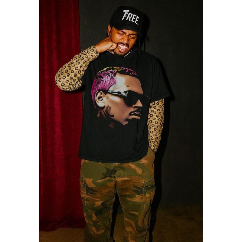 Chris Dyed Hair Streetwear Boxy Tee Shirt, Y2K tshirt, opium shirt, graphic, oversized tees, rap shirts, brown, music, kids, kid, t-shirt