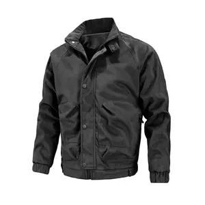 Bmuvlss Men'S Heavy-Duty Thermal Jacket - Stand Collar Zippered Coat with Multiple Utility Pockets, Full-Zip Closure, Shell - Winter Outerwear for Business, Formal & Everyday Use - Easy-Clean Black Jacket (Size L) - Ideal for Cold Weather & Layering, Busi