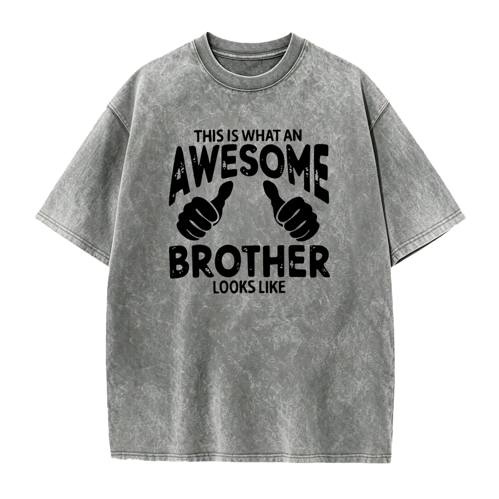 Men's Graphic T-Shirt for Brothers, Funny 'Awesome Brother' Cotton Top, Casual Short-Sleeve Smooth Tee for Family Gifts, Seamless, Shortsleeve, Foldable, All Seasons, Fitted, Lightweight, Soft, Tshirt, Menswear, Round Neck, Short Sleeves