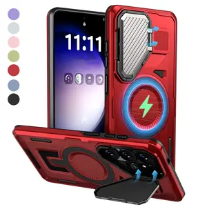 For Samsung Galaxy S26Ultra S25+ S24FE Case with Camera Stand Cover [Compatible with MagSafe] Full Body Military Shockproof Protection Heavy Duty Rugged Magnetic Phone Case