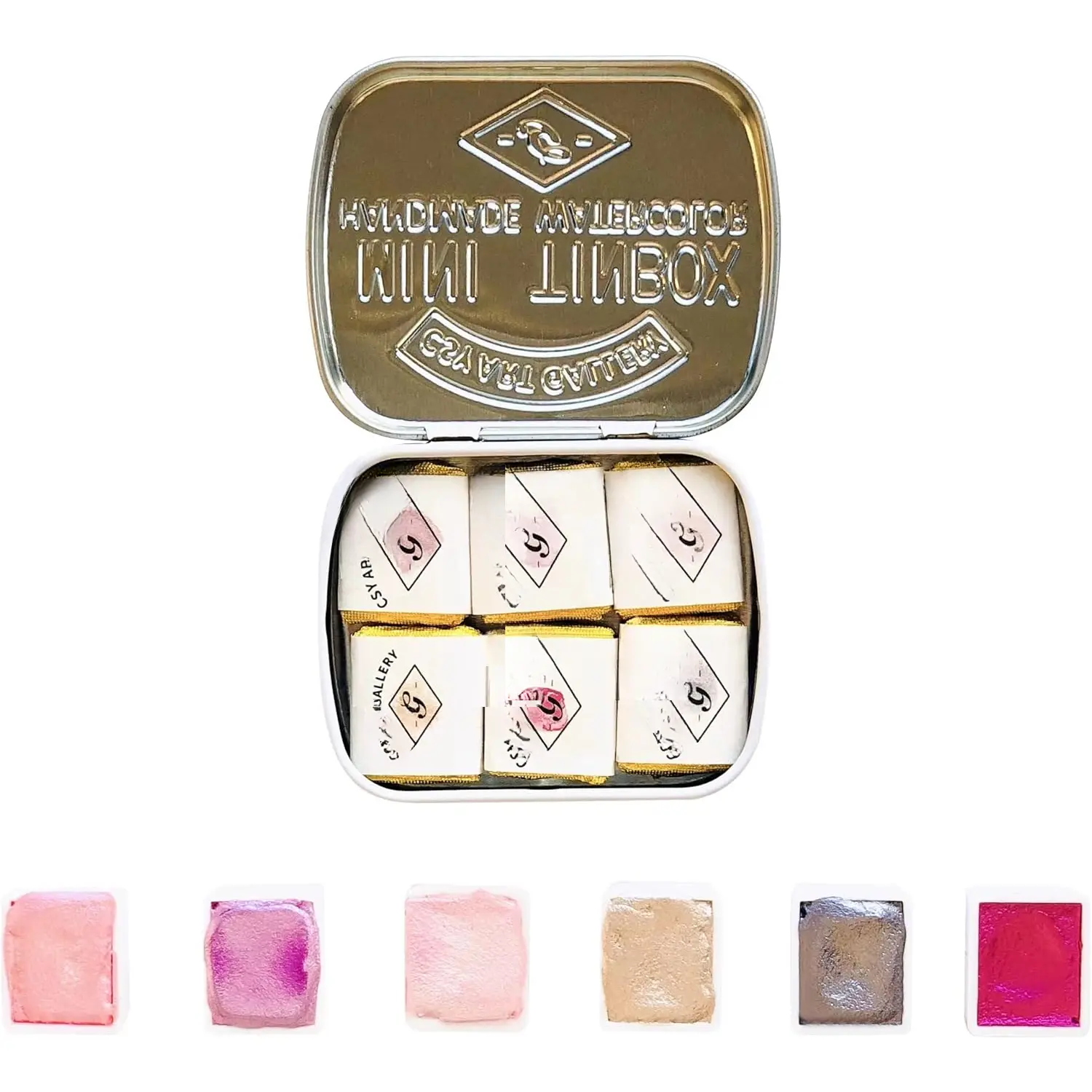 Handmade Metallic Watercolor Paints Set Of Half Pans Shimmering Metal Glitter Colors Professional Water Color Painting  Travel Watercolor Set for ists(Pink Peach)