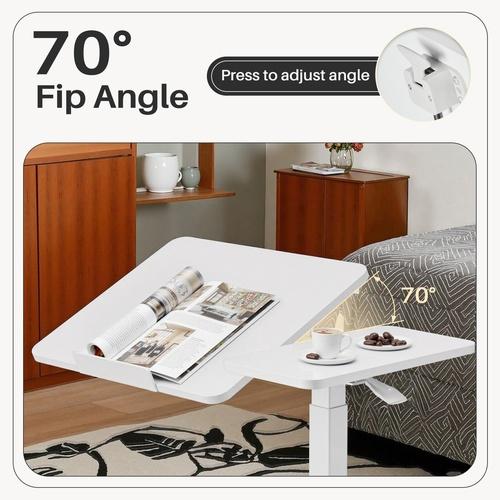 Adjustable Overbed Table with Wheels, Mobile Rolling Laptop Desk, Tilting Bedside Table for Laptop, Bed, Sofa, and Office Use, Black Adjustable Overbed Table with Wheels, Mobile Rolling Laptop Desk, Tilting Bedside Table for Laptop, Bed, Sofa, and Office Use, Black