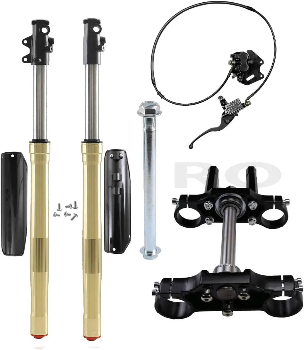 31" 790mm 45/48mm Front Forks Shock Suspension with Triple Tree Clamps & Brake Caliper Assembly & 15mm Axle for 125c 140cc 150cc 160cc 200cc 250cc Pit Dirt Bike Apollo Coolster SSR Taotao