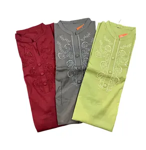 Stretchable Kurti with Embroidery in Red Grey and Green Colors for Stylish Wear