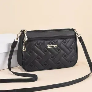 Ladies' large capacity zipper crossbody bag, adjustable shoulder strap shoulder bag, travel, school, party safety zipper bag, synthetic leather mom daily handbag