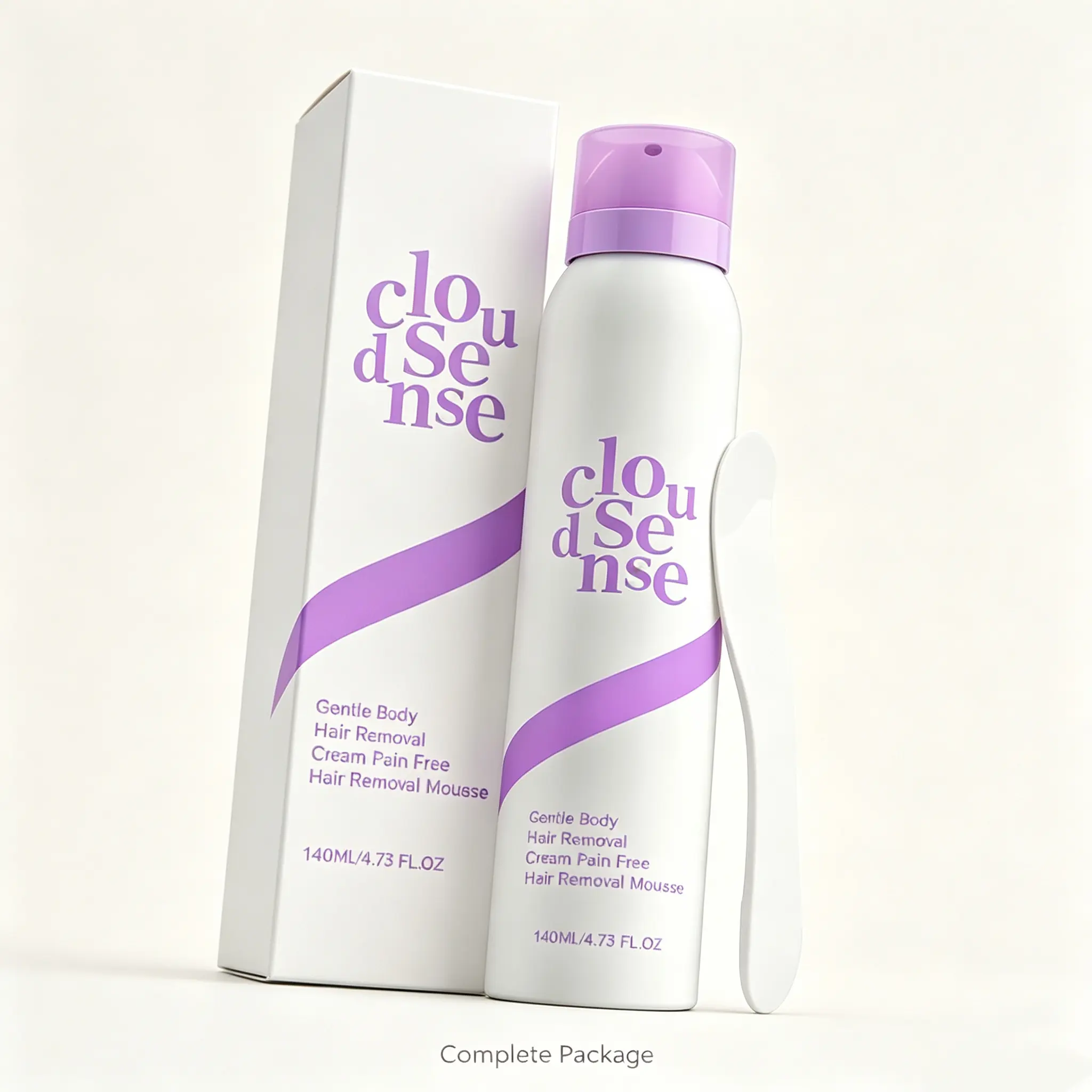 Cloudsense Hair Removal Mousse Spray - Gentle, Non-Irritating Depilatory Foam for Sensitive Skin, Painless At-Home Body Hair Remover for Legs, Armpit