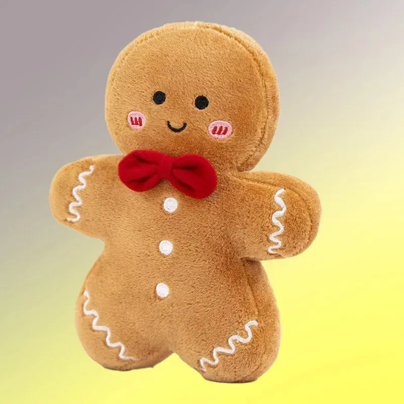 17cm Cute Gingerbread Man Plush Toy  Cushion Christmas Tree Decor Xmas Pendant Drop Ornaments Christmas Gifts For Children Kids